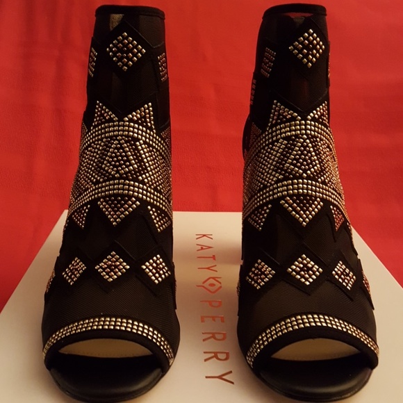 KATY PERRY GOLD SILVER BEADED MESH BOOTIES BOOT SHOE 8M MINT - Picture 2 of 8